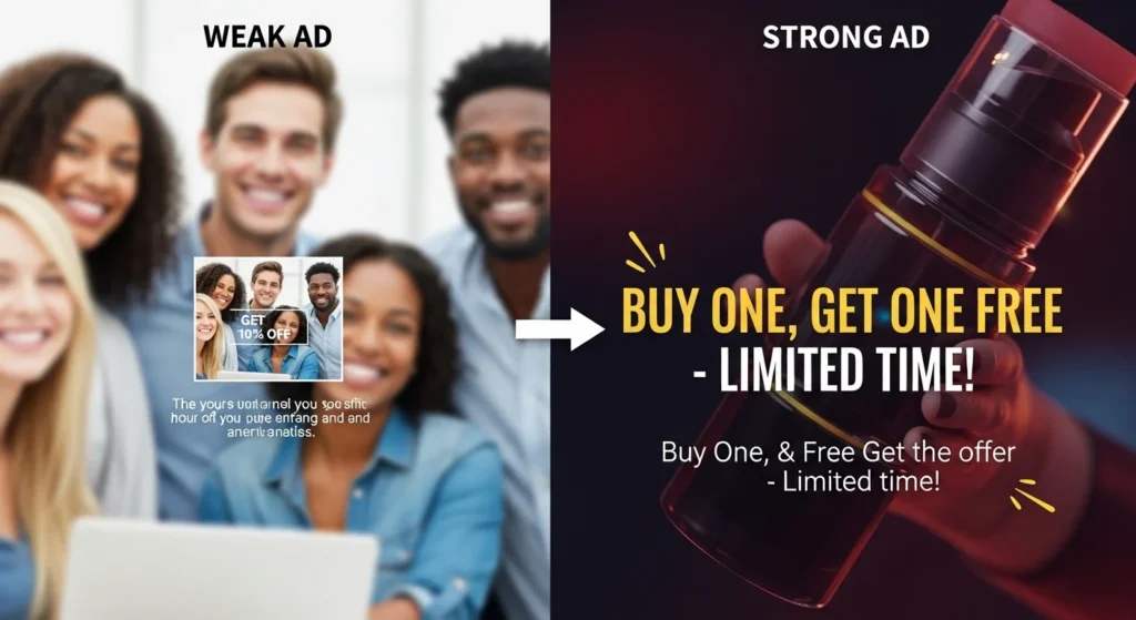 weak vs strong ad creative conversion difference