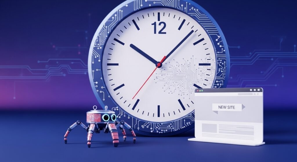 new website indexing delay google crawl time concept