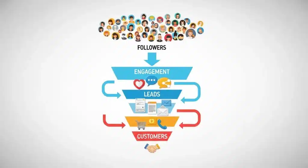 social media lead generation funnel process followers to customers