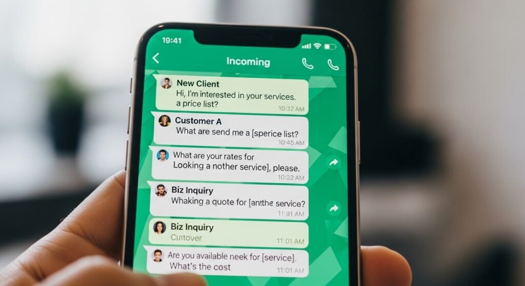 whatsapp incoming leads messages customer inquiries example